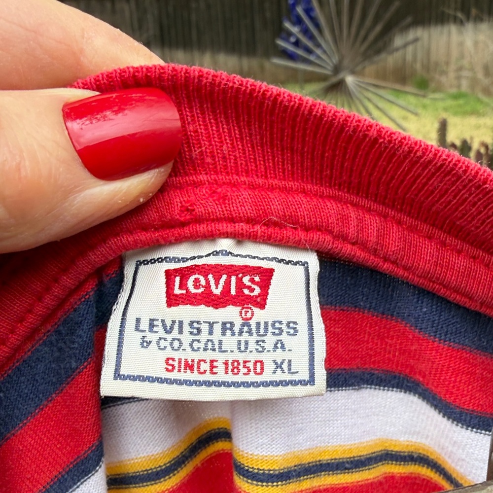 Red Multicolor Striped Tee - Picture 3 of 4